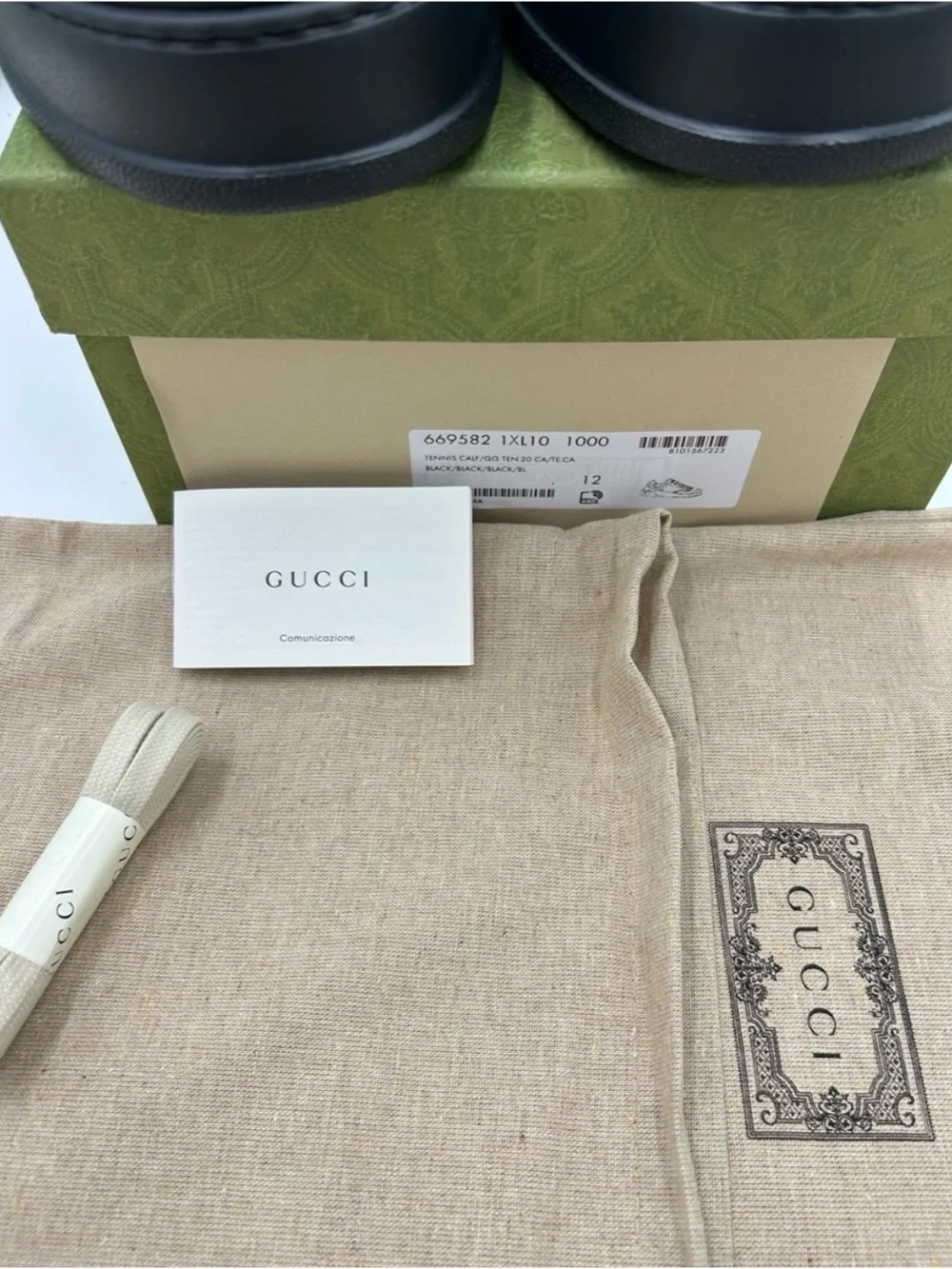 Gucci GG embossed leather sneakers size 12 fits 13 US made in Italy